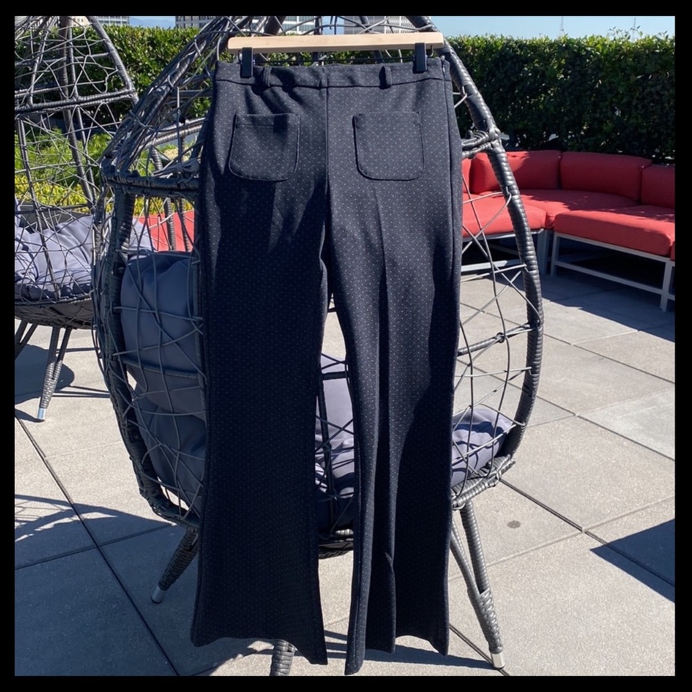 Made in Italy Flared Leg Trousers Front Small Pockets in Stretchy Fabric - EU 42